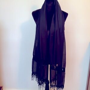 Elegant Black Shawl with Fringe
Width 25 Length 74